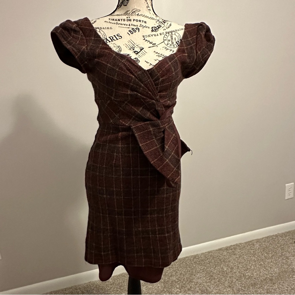 Gorgeous Burgundy Plaid Nanette Lepore Dress Size 4